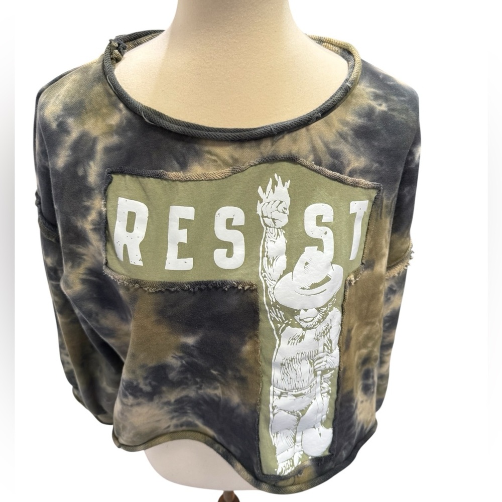 Upcycled POL Sweatshirt with Smokey Bear Resist #232 - Picture 3 of 5